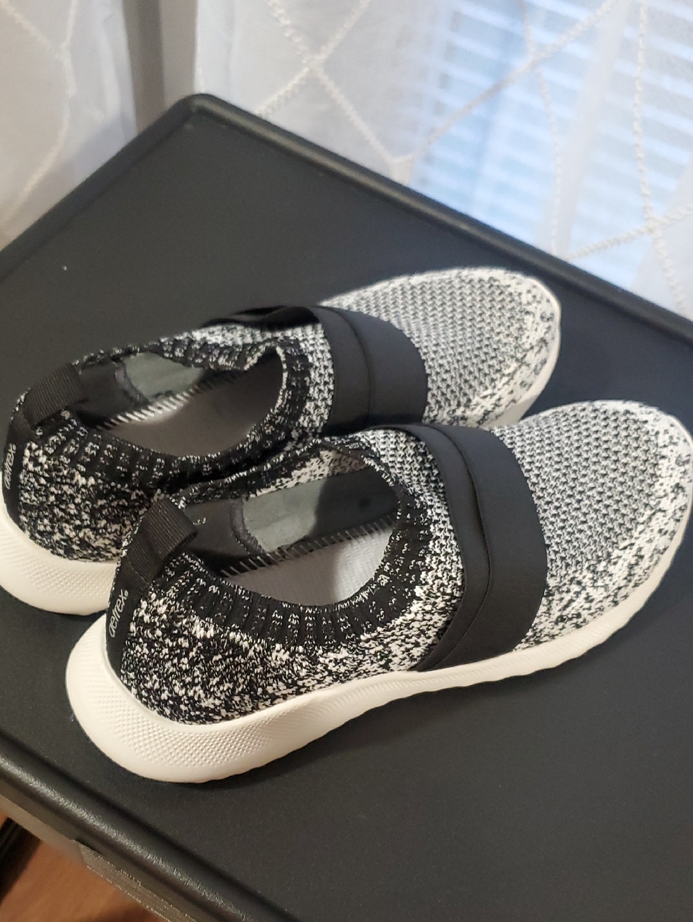 Aetrex Black and White Slip-On Athletic Shoes